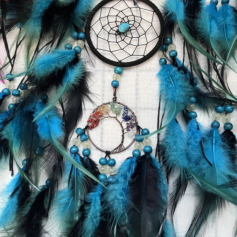 Tree of Life Dream Catcher Wind Chime – Natural Stone Wall Hanging - Winter Seller Hub