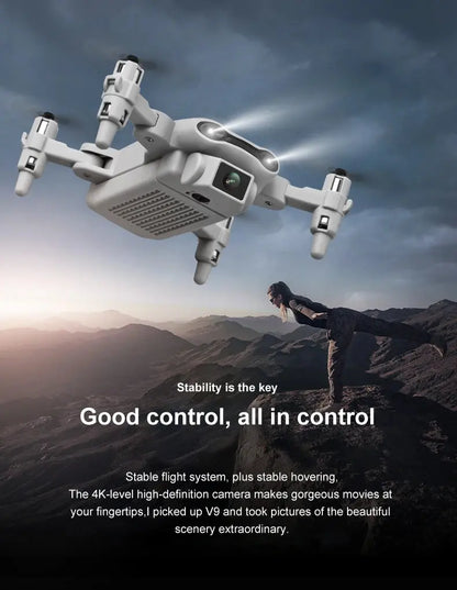 4DRC 2023 New V9 Mini Drone 4k HD Wide Angle Camera WIFI FPV Drones 1080P Dual Camera RC Dron Quadcopter Aircraft Kids Toys - Winter Seller Hub