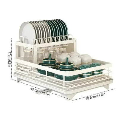 2-Tier Dish Drying Rack – Adjustable Bowl/Plate Organizer - Winter Seller Hub
