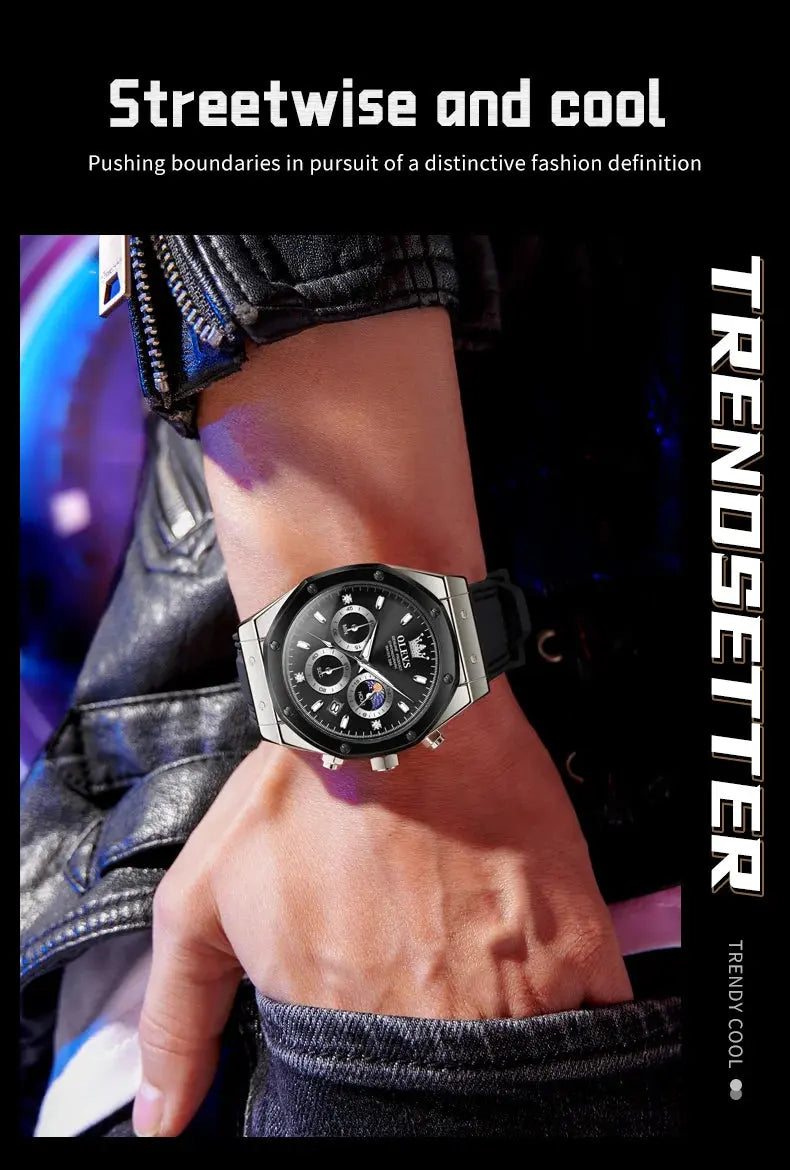 OLEVS 9911 Quartz Watch – Silicone Band, Luminous, 3 Bar - Winter Seller Hub