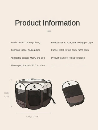Foldable Pet Playpen – Octagonal Oxford Tent for Cats & Small Dogs - Winter Seller Hub