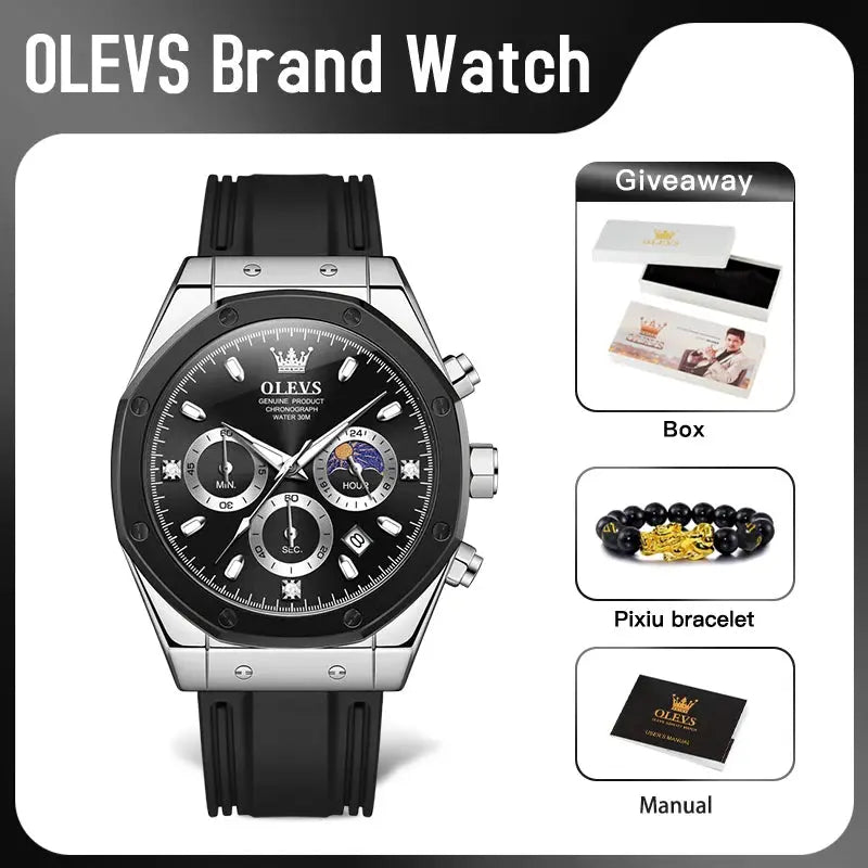 OLEVS 9911 Quartz Watch – Silicone Band, Luminous, 3 Bar - Winter Seller Hub