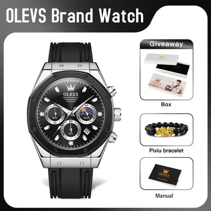 OLEVS 9911 Quartz Watch – Silicone Band, Luminous, 3 Bar - Winter Seller Hub