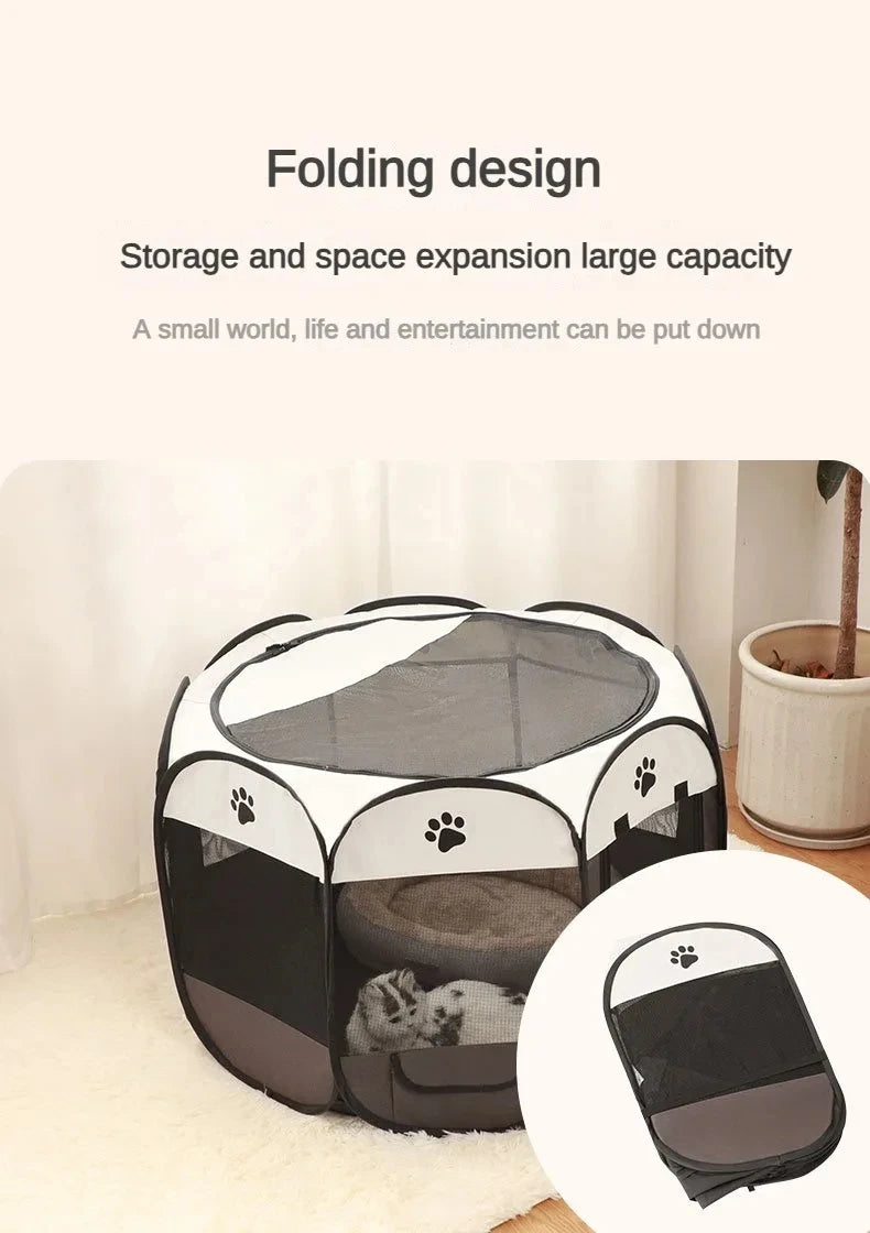 Foldable Pet Playpen – Octagonal Oxford Tent for Cats & Small Dogs - Winter Seller Hub