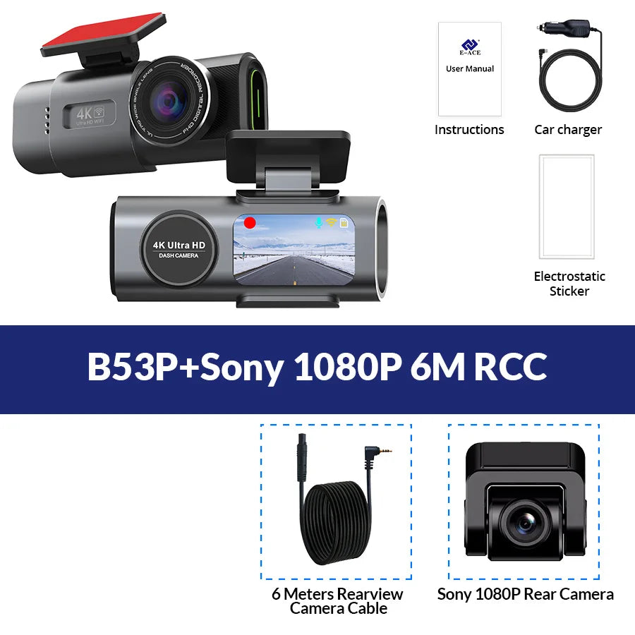 Dash Cam 4K UHD Recording Car Camera DVR Night Vision Video Recorder Built-In Wi-Fi Support GPS 24H Parking - Winter Seller Hub