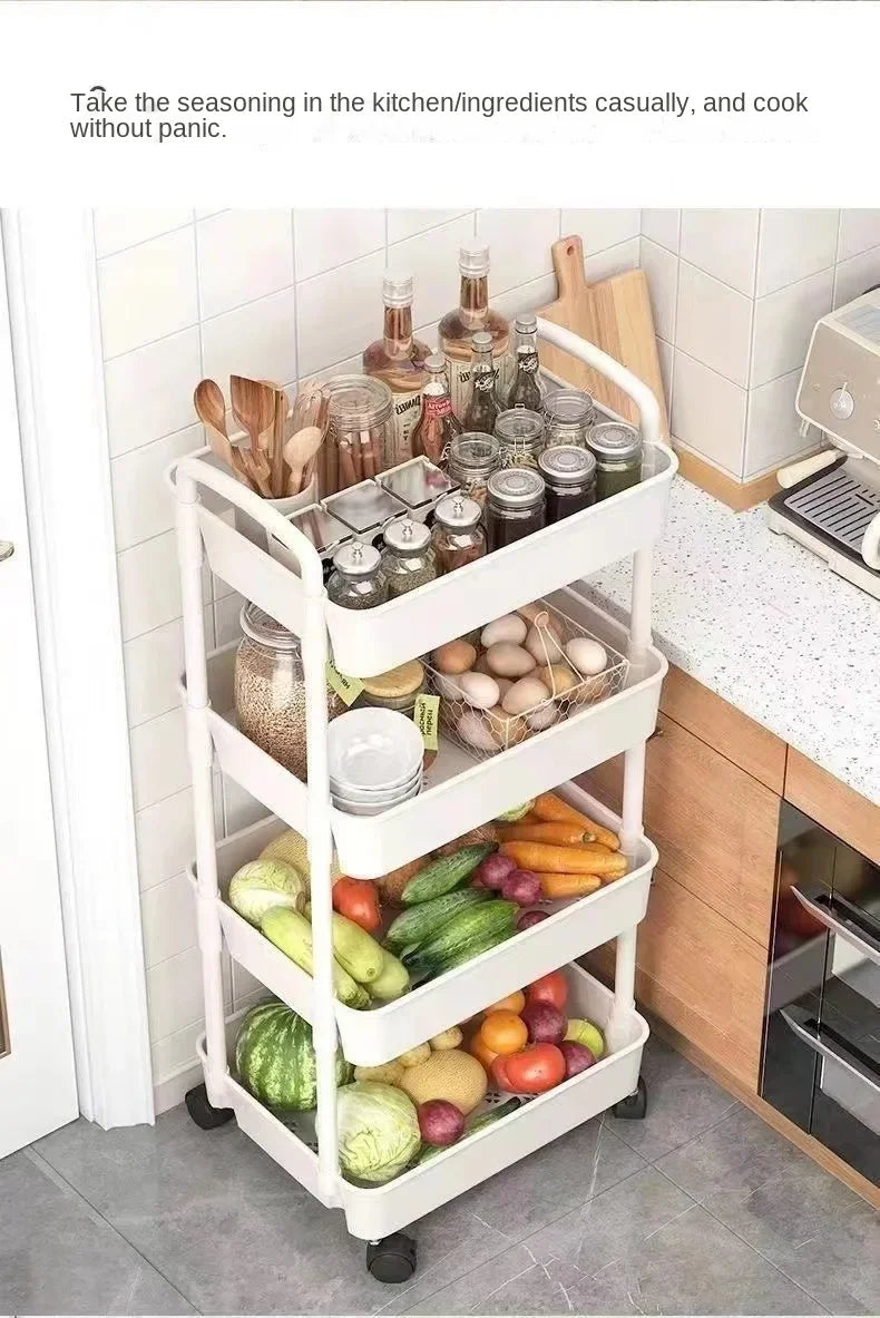 Multi-level Stroller Storage Rack for Kitchen Bedroom Bathroom Mobile Toilet Floor-to-ceiling Organizer with Snacks Holder Winter Seller Hub