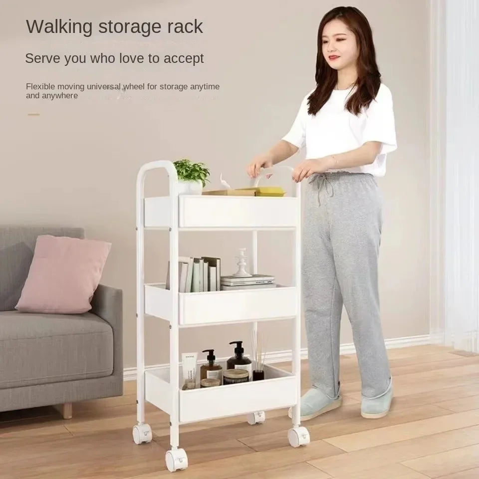 Multi-level Stroller Storage Rack for Kitchen Bedroom Bathroom Mobile Toilet Floor-to-ceiling Organizer with Snacks Holder Winter Seller Hub