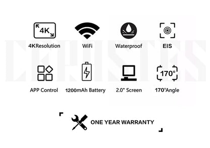 NEW CERASTES V9 4K WiFi Anti-shake Action Camera Go With Remote Control Screen Waterproof Sport Camera pro drive recorde - Winter Seller Hub