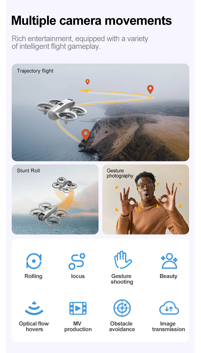 Gt3 Mini Drone 8k Camera 180° ESC Optical Flow Positioning WIFI Aerial Photography Remote Control Aircraft G-safe Drone Toy Gift - Winter Seller Hub