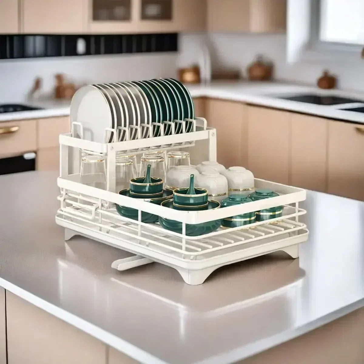 2-Tier Dish Drying Rack – Adjustable Bowl/Plate Organizer - Winter Seller Hub