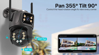 4K 8MP HD Wifi PTZ Camera Outdoor 4MP Dual Lens Dual Screen AI Auto Tracking IP Camera CCTV Audio Video Surveillance P2P iCSee - Winter Seller Hub