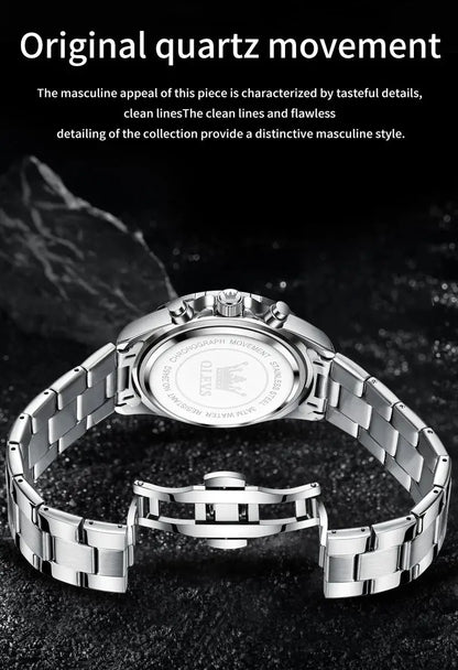 OLEVS 2945 Quartz Watch – Stainless Steel, Moon Phase, 3 Bar - Winter Seller Hub