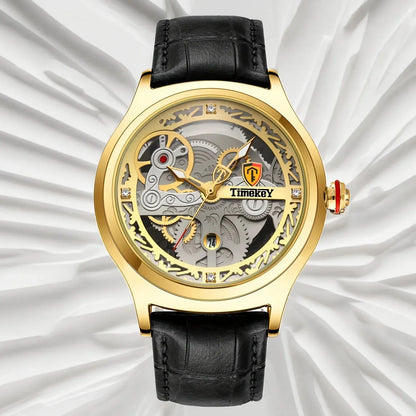 Timekey Luxury Quartz Watch – Leather Strap, Complete Calendar, 3 Bar - Winter Seller Hub