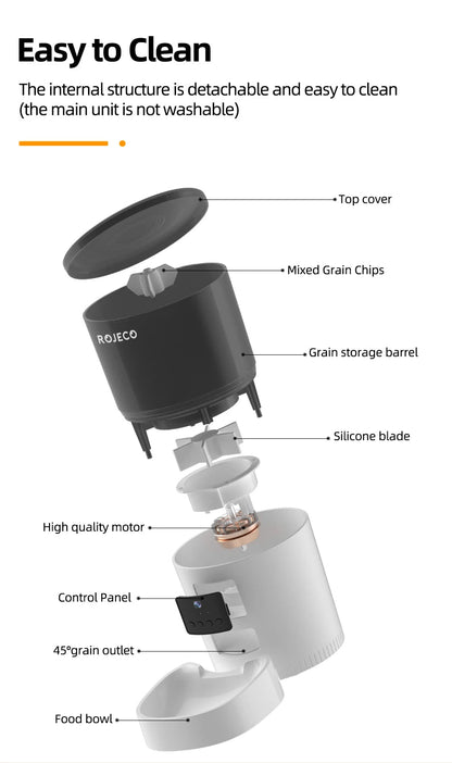 ROJECO Smart Cat Feeder – Rechargeable, 100–300g, EU Plug - Winter Seller Hub