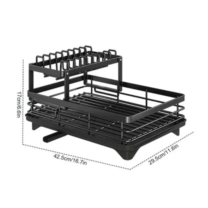 2-Tier Dish Drying Rack – Adjustable Bowl/Plate Organizer - Winter Seller Hub