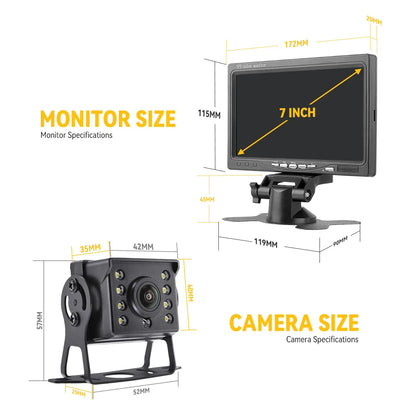 MJDOUD AHD 1080P Rear View Camera with Monitor 7" Screen 12-24V Night Vision Waterproof Front Reversing Set for Truck Parking - Winter Seller Hub