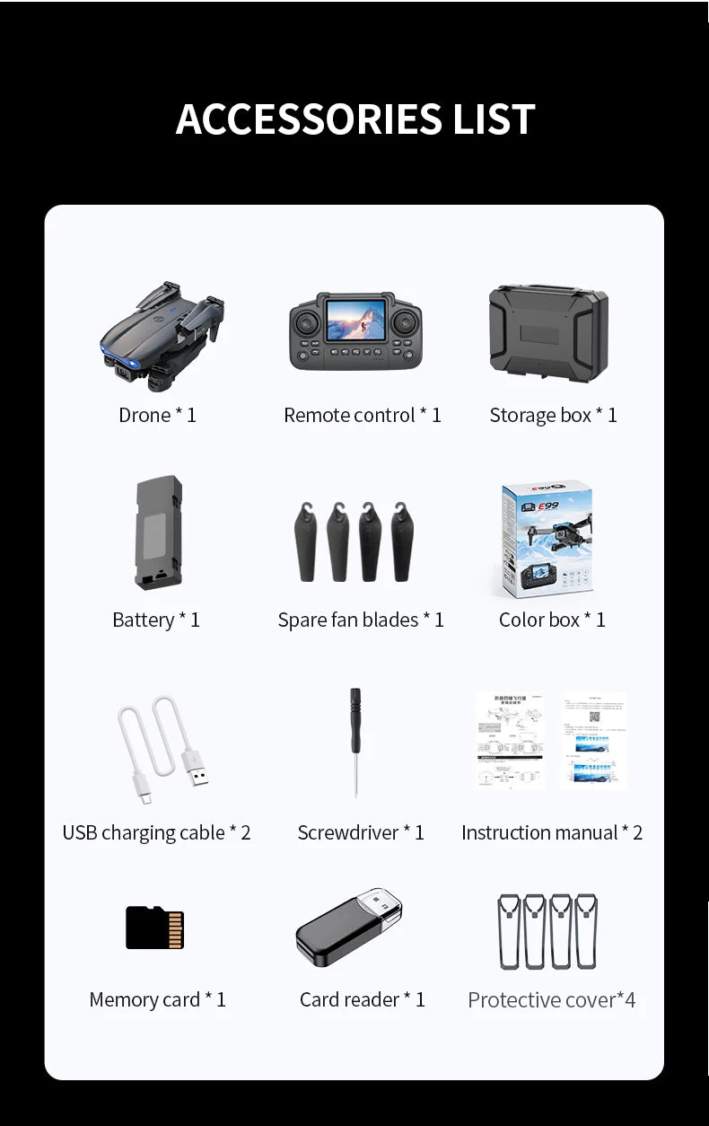 E99 Pro Drone with 8K HD Camera Remote Control Quadcopter Four Axis Aircraft Altitude Hold GPS Flying Toy for Aerial Photography - Winter Seller Hub