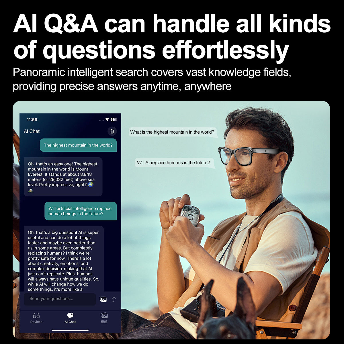 AI Smart Glasses with Camera | Bluetooth Music, Video & ChatGPT Voice Control