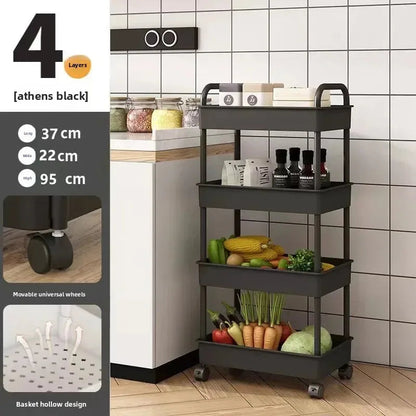 Multi-level Stroller Storage Rack for Kitchen Bedroom Bathroom Mobile Toilet Floor-to-ceiling Organizer with Snacks Holder Winter Seller Hub