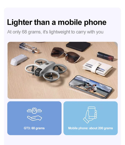NEW GT3 Mini Foldable Drone With Lights 8k Aerial Photography Optical Flow Positioning 360° Obstacle Avoidance Helicopter Drone - Winter Seller Hub