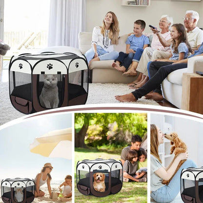 Foldable Pet Playpen – Octagonal Oxford Tent for Cats & Small Dogs - Winter Seller Hub