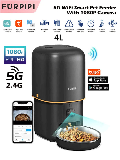 Automatic Cat Feeder with Camera – 2.4G/5G Wi-Fi, Tuya App - Winter Seller Hub