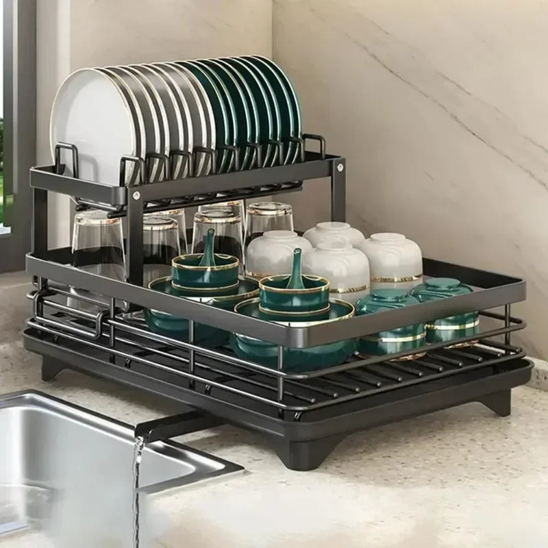 2-Tier Dish Drying Rack – Adjustable Bowl/Plate Organizer - Winter Seller Hub