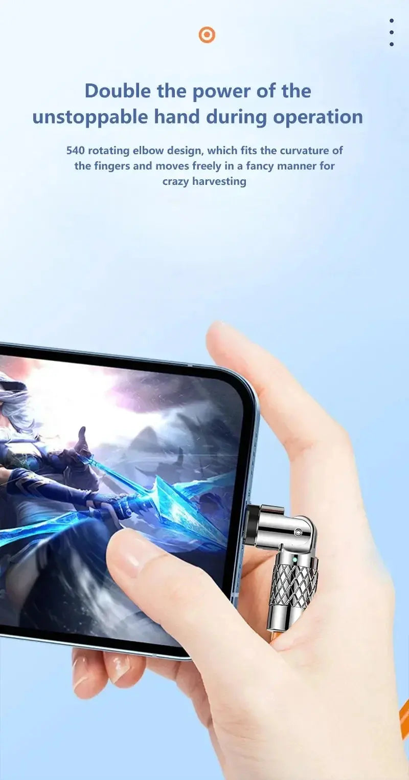 120W 7A Fast Charge USB Type C Cable 180 Degree Rotation Elbow Cable for Game for Xiaomi Redmi Honor Phone Charger USB C Cable - Winter Seller Hub