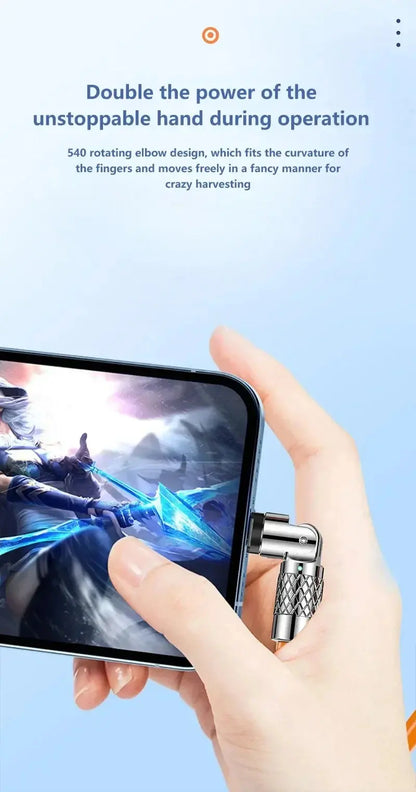 120W 7A Fast Charge USB Type C Cable 180 Degree Rotation Elbow Cable for Game for Xiaomi Redmi Honor Phone Charger USB C Cable - Winter Seller Hub
