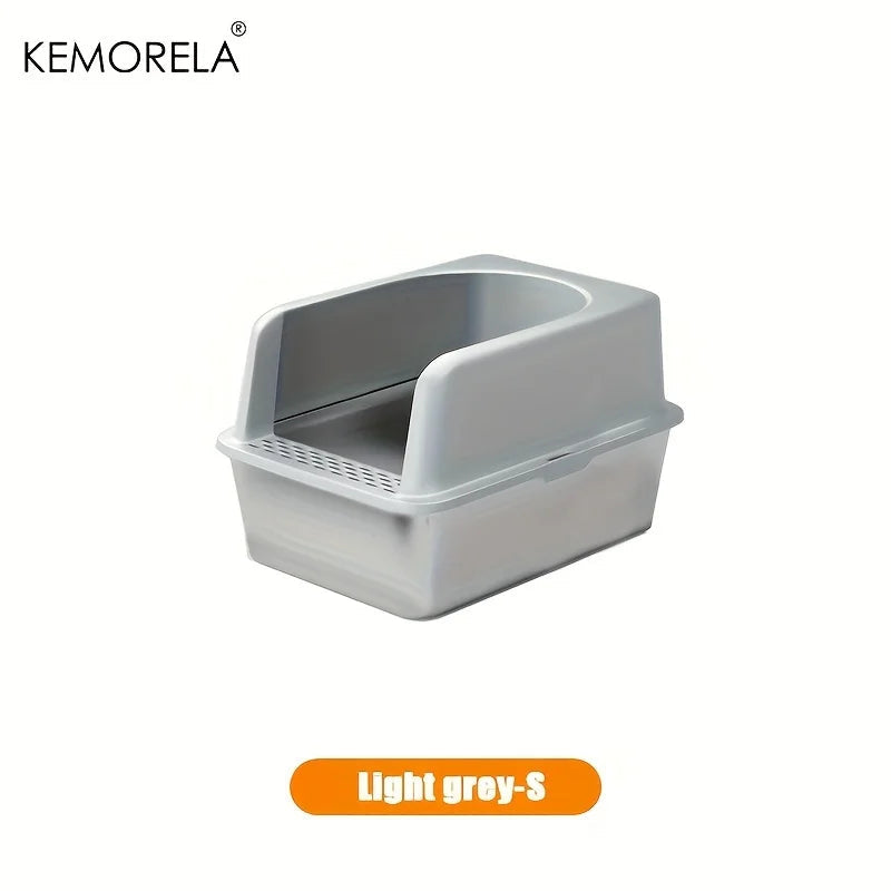 Stainless Steel Semi-Closed Cat Litter Box – Hygienic, Odor-Resistant (YS-9948) - Winter Seller Hub
