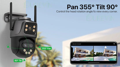 6K 9MP HD IP Camera Outdoor Three-Lens External WiFi Camera 4K/2K Dual Screen Security PTZ Cam Auto Tracking Surveillance iCSee - Winter Seller Hub