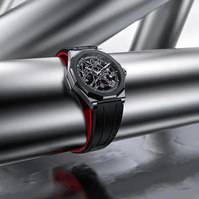 AGELOCER 6001A1-R Automatic Skeleton Watch – Sapphire, 5 Bar - Winter Seller Hub