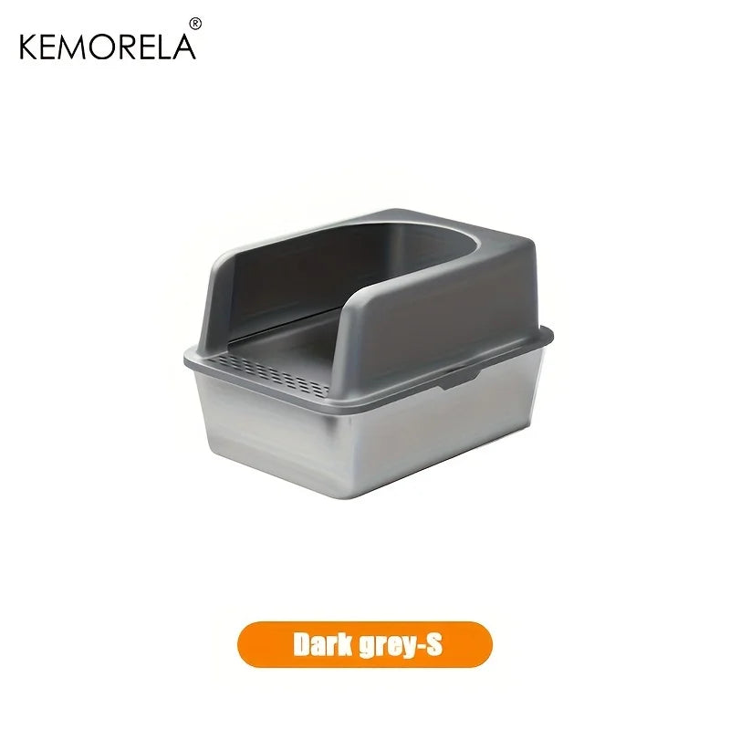 Stainless Steel Semi-Closed Cat Litter Box – Hygienic, Odor-Resistant (YS-9948) - Winter Seller Hub