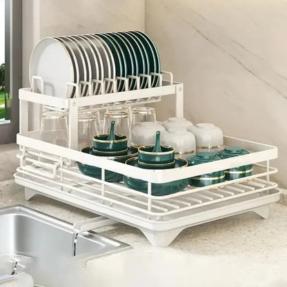 2-Tier Dish Drying Rack – Adjustable Bowl/Plate Organizer - Winter Seller Hub