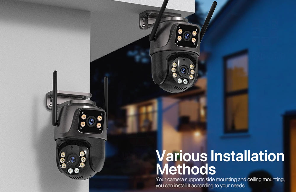 4K 8MP HD Wifi PTZ Camera Outdoor 4MP Dual Lens Dual Screen AI Auto Tracking IP Camera CCTV Audio Video Surveillance P2P iCSee - Winter Seller Hub