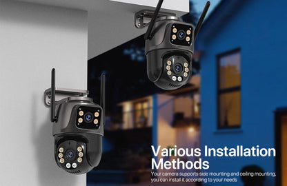4K 8MP HD Wifi PTZ Camera Outdoor 4MP Dual Lens Dual Screen AI Auto Tracking IP Camera CCTV Audio Video Surveillance P2P iCSee - Winter Seller Hub