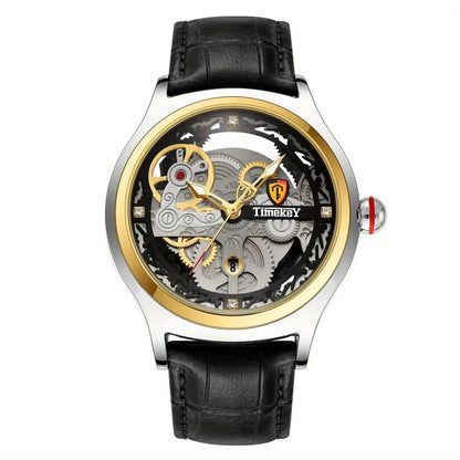 Timekey Luxury Quartz Watch – Leather Strap, Complete Calendar, 3 Bar - Winter Seller Hub