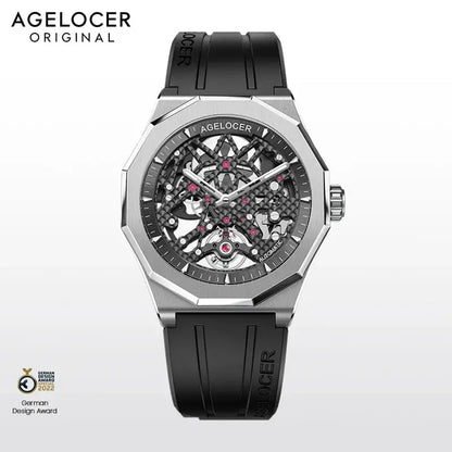 AGELOCER 6001A1-R Automatic Skeleton Watch – Sapphire, 5 Bar - Winter Seller Hub