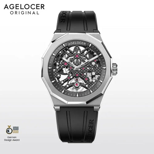 AGELOCER 6001A1-R Automatic Skeleton Watch – Sapphire, 5 Bar - Winter Seller Hub