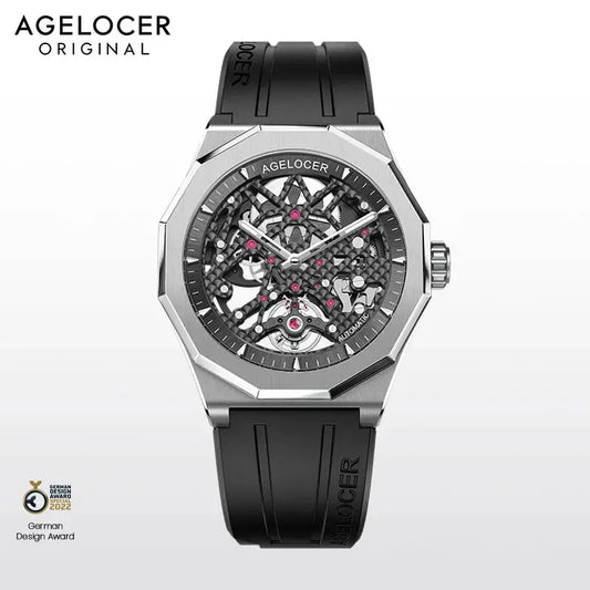 AGELOCER 6001A1-R Automatic Skeleton Watch – Sapphire, 5 Bar - Winter Seller Hub