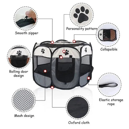 Foldable Pet Playpen – Octagonal Oxford Tent for Cats & Small Dogs - Winter Seller Hub