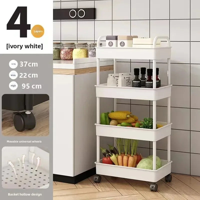Multi-level Stroller Storage Rack for Kitchen Bedroom Bathroom Mobile Toilet Floor-to-ceiling Organizer with Snacks Holder Winter Seller Hub