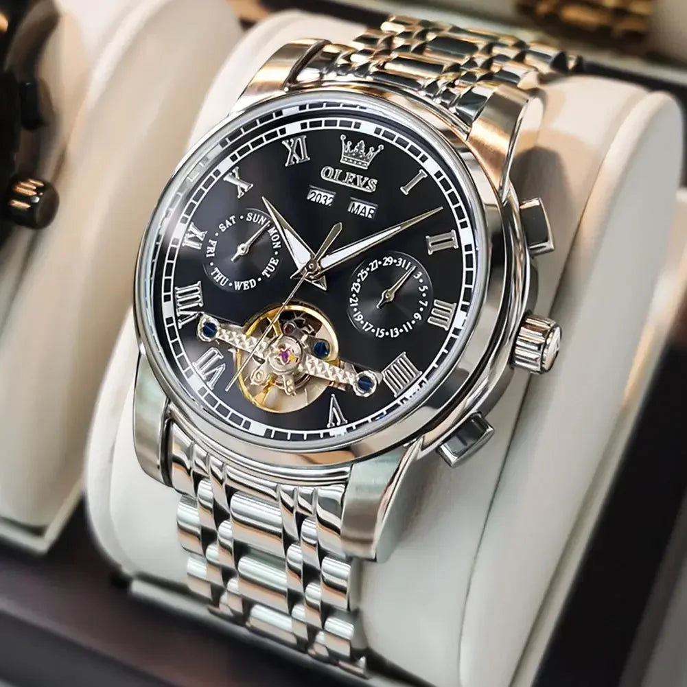 Men’s Automatic Mechanical Stainless Steel Skeleton Watch - Winter Seller Hub