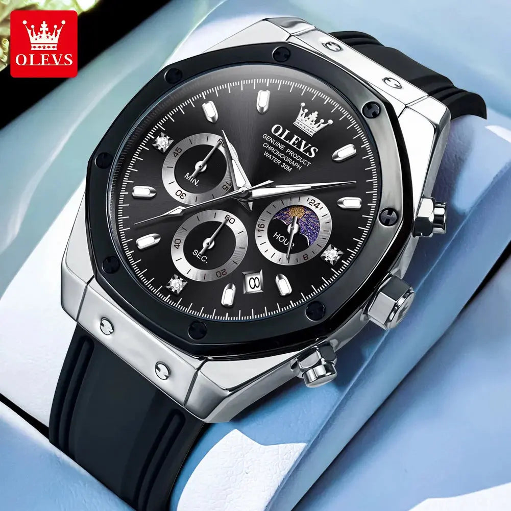 OLEVS 9911 Quartz Watch – Silicone Band, Luminous, 3 Bar - Winter Seller Hub