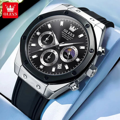 OLEVS 9911 Quartz Watch – Silicone Band, Luminous, 3 Bar - Winter Seller Hub