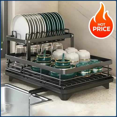 2-Tier Dish Drying Rack – Adjustable Bowl/Plate Organizer - Winter Seller Hub