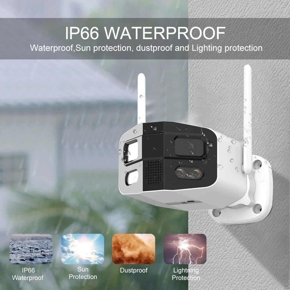 Tuya Smart 8MP Dual-Lens Large wide 180°Security Outdoor WiFi Camera With Color Night Vision Siren 2-Way Talk Waterproof IP Cam - Winter Seller Hub
