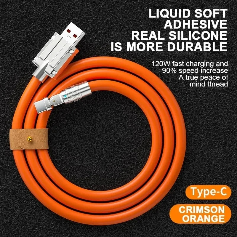 120W 7A Fast Charge USB Type C Cable 180 Degree Rotation Elbow Cable for Game for Xiaomi Redmi Honor Phone Charger USB C Cable - Winter Seller Hub