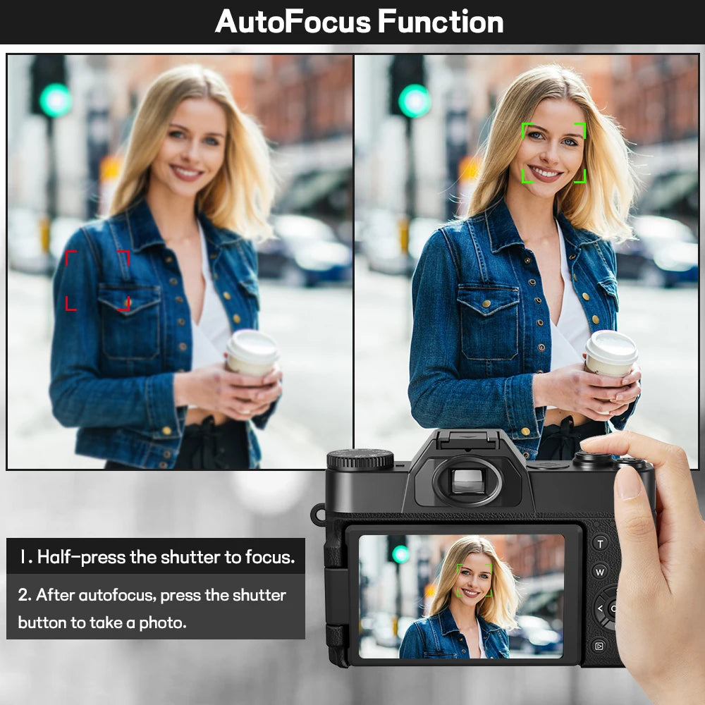 Compact Digital Photography Camera 4K WIFI Webcam Retro Vlog Recorder YouTube 64MP Camcorder 3 Inch Flip Screen Wide Angle Lens - Winter Seller Hub