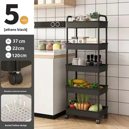 Multi-level Stroller Storage Rack for Kitchen Bedroom Bathroom Mobile Toilet Floor-to-ceiling Organizer with Snacks Holder Winter Seller Hub